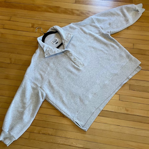 American Eagle Outfitters Tops - AMERICAN EAGLE Big Hug Henley Sweatshirt Boxy Fit Sweater Knit Funnel Neck